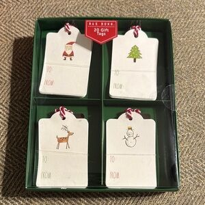 NWT Rae Dunn Holiday Christmas Gift Tags Set 20 Count 1 Box Assorted Designs